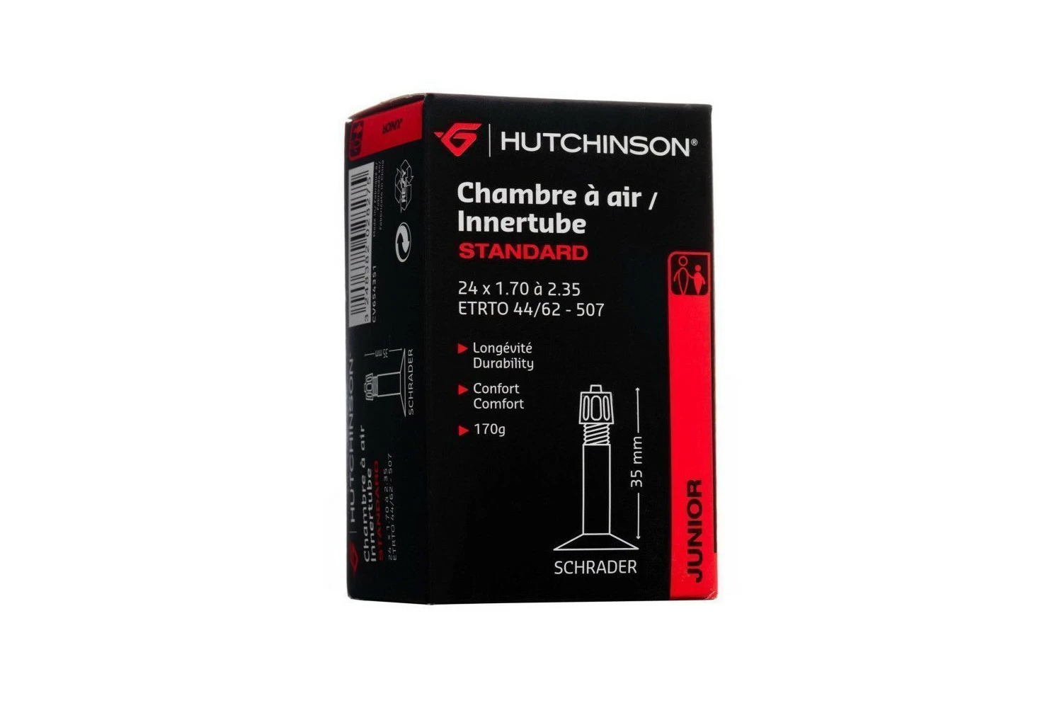 CHAMBRE À AIR VTT 24 POUCES HUTCHINSON 24X1.70 À 2.35 1 CHAMBRE À AIR VTT 24 POUCES HUTCHINSON 24X1.70 À 2.35